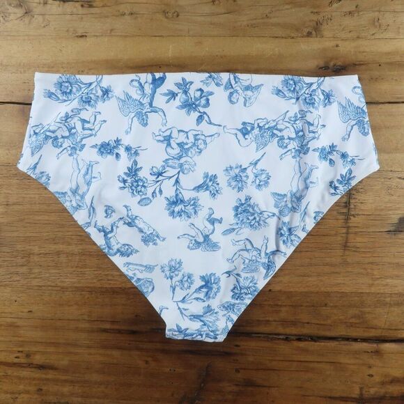 SHEIN BLUE & WHITE CHERUB & FLORAL DESIGN CHEEKY SWIM BOTTOMS SIZE 4XL NWOT - Picture 2 of 4